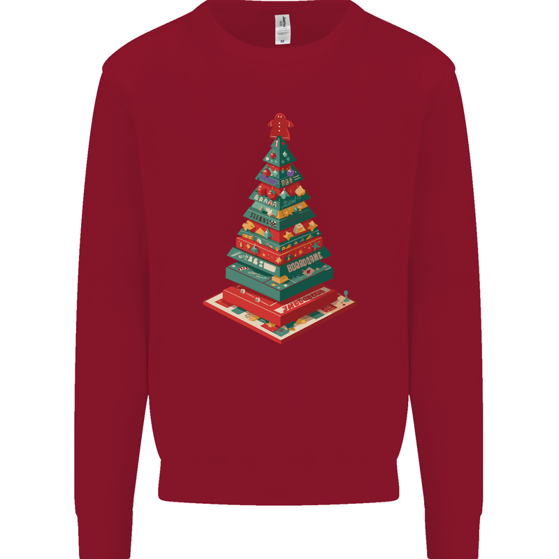 Christmas Board Games Xmas Tree Mens Sweatshirt Jumper Red
