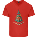 Christmas Board Games Xmas Tree Mens V-Neck Cotton T-Shirt Red