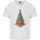 Christmas Board Games Xmas Tree Mens V-Neck Cotton T-Shirt White