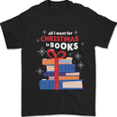 Christmas Books Funny Xmas Reading Bookworm Mens T-Shirt 100% Cotton Black