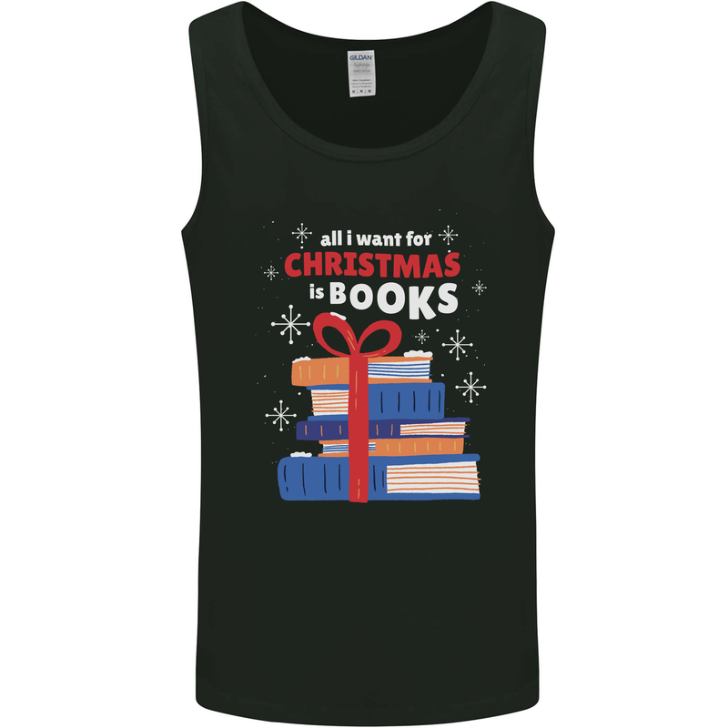 Christmas Books Funny Xmas Reading Bookworm Mens Vest Tank Top Black