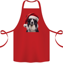 Christmas Border Collie Wearing an Xmas Hat Dog Cotton Apron 100% Organic Red