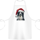 Christmas Border Collie Wearing an Xmas Hat Dog Cotton Apron 100% Organic White
