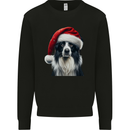 Christmas Border Collie Wearing an Xmas Hat Dog Kids Sweatshirt Jumper Black