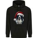 Christmas Border Collie Wearing an Xmas Hat Dog Mens 80% Cotton Hoodie Black