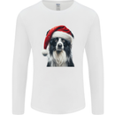 Christmas Border Collie Wearing an Xmas Hat Dog Mens Long Sleeve T-Shirt White