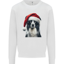 Christmas Border Collie Wearing an Xmas Hat Dog Mens Sweatshirt Jumper White