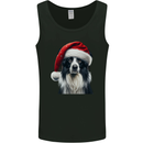 Christmas Border Collie Wearing an Xmas Hat Dog Mens Vest Tank Top Black