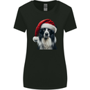 Christmas Border Collie Wearing an Xmas Hat Dog Womens Wider Cut T-Shirt Black