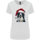 Christmas Border Collie Wearing an Xmas Hat Dog Womens Wider Cut T-Shirt White