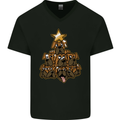 Christmas Boxer Dog Xmas Tree Funny Mens V-Neck Cotton T-Shirt Black
