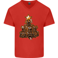 Christmas Boxer Dog Xmas Tree Funny Mens V-Neck Cotton T-Shirt Red
