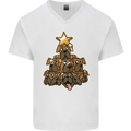 Christmas Boxer Dog Xmas Tree Funny Mens V-Neck Cotton T-Shirt White
