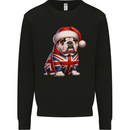 Christmas British Bulldog Union Jack Dog Xmas Kids Sweatshirt Jumper Black