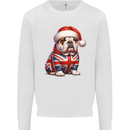 Christmas British Bulldog Union Jack Dog Xmas Kids Sweatshirt Jumper White