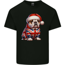 Christmas British Bulldog Union Jack Dog Xmas Kids T-Shirt Childrens Black