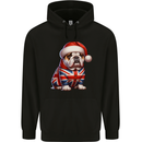 Christmas British Bulldog Union Jack Dog Xmas Mens 80% Cotton Hoodie Black