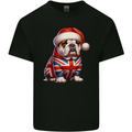 Christmas British Bulldog Union Jack Dog Xmas Mens Cotton T-Shirt Tee Top Black