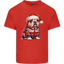 Christmas British Bulldog Union Jack Dog Xmas Mens Cotton T-Shirt Tee Top Red