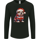 Christmas British Bulldog Union Jack Dog Xmas Mens Long Sleeve T-Shirt Black