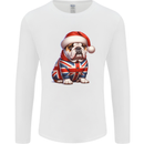 Christmas British Bulldog Union Jack Dog Xmas Mens Long Sleeve T-Shirt White
