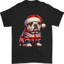 Christmas British Bulldog Union Jack Dog Xmas Mens T-Shirt 100% Cotton Black