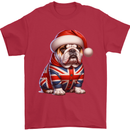 Christmas British Bulldog Union Jack Dog Xmas Mens T-Shirt 100% Cotton Red