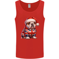 Christmas British Bulldog Union Jack Dog Xmas Mens Vest Tank Top Red