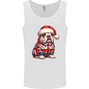 Christmas British Bulldog Union Jack Dog Xmas Mens Vest Tank Top White