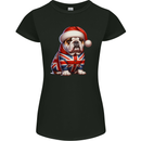 Christmas British Bulldog Union Jack Dog Xmas Womens Petite Cut T-Shirt Black