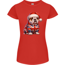 Christmas British Bulldog Union Jack Dog Xmas Womens Petite Cut T-Shirt Red