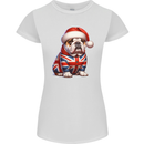 Christmas British Bulldog Union Jack Dog Xmas Womens Petite Cut T-Shirt White