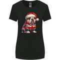 Christmas British Bulldog Union Jack Dog Xmas Womens Wider Cut T-Shirt Black