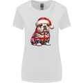 Christmas British Bulldog Union Jack Dog Xmas Womens Wider Cut T-Shirt White