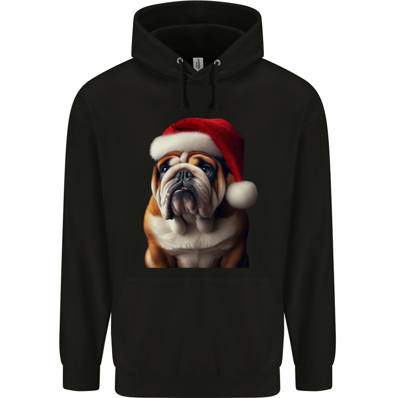 Christmas British Bulldog Union Jack Xmas Dog Childrens Kids Hoodie Black