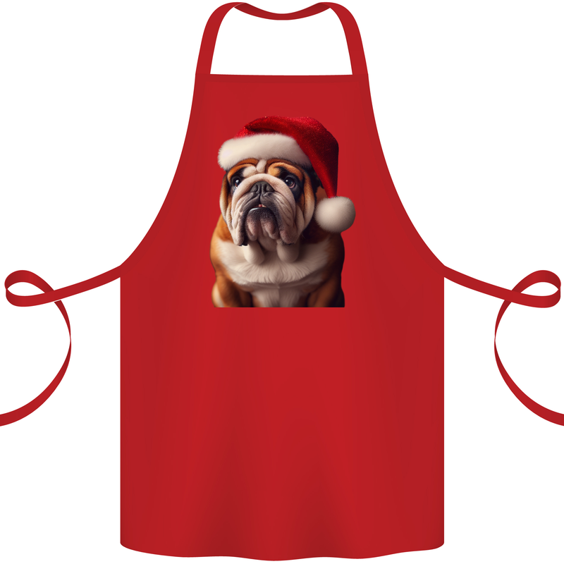 Christmas British Bulldog Union Jack Xmas Dog Cotton Apron 100% Organic Red