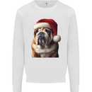Christmas British Bulldog Union Jack Xmas Dog Kids Sweatshirt Jumper White