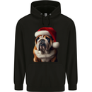 Christmas British Bulldog Union Jack Xmas Dog Mens 80% Cotton Hoodie Black