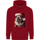 Christmas British Bulldog Union Jack Xmas Dog Mens 80% Cotton Hoodie Red