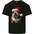 Christmas British Bulldog Union Jack Xmas Dog Mens Cotton T-Shirt Tee Top Black