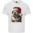 Christmas British Bulldog Union Jack Xmas Dog Mens Cotton T-Shirt Tee Top White