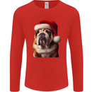 Christmas British Bulldog Union Jack Xmas Dog Mens Long Sleeve T-Shirt Red