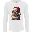Christmas British Bulldog Union Jack Xmas Dog Mens Long Sleeve T-Shirt White