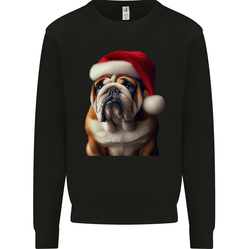 Christmas British Bulldog Union Jack Xmas Dog Mens Sweatshirt Jumper Black