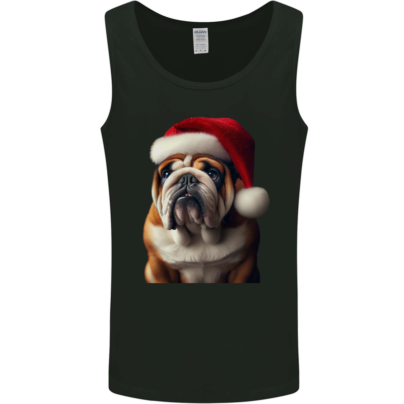 Christmas British Bulldog Union Jack Xmas Dog Mens Vest Tank Top Black