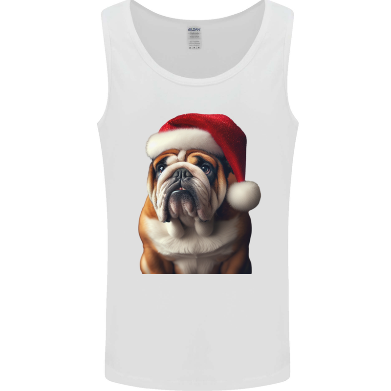 Christmas British Bulldog Union Jack Xmas Dog Mens Vest Tank Top White