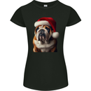 Christmas British Bulldog Union Jack Xmas Dog Womens Petite Cut T-Shirt Black