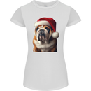 Christmas British Bulldog Union Jack Xmas Dog Womens Petite Cut T-Shirt White