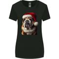 Christmas British Bulldog Union Jack Xmas Dog Womens Wider Cut T-Shirt Black