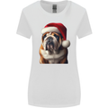 Christmas British Bulldog Union Jack Xmas Dog Womens Wider Cut T-Shirt White